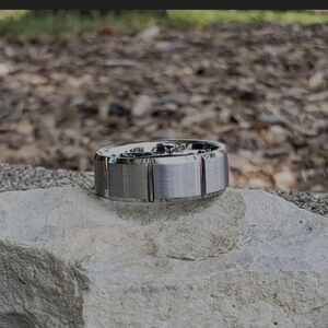 MEN'S STAINLESS STEEL Chisel beveled edge silver ring new